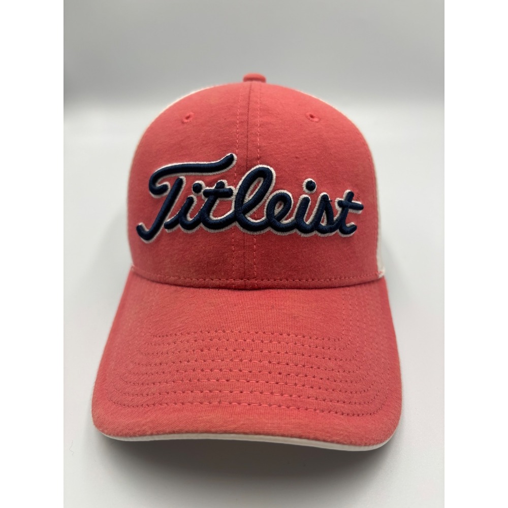 Titleist Golf Hat Adjustable Snapback Cap Coral Pink White Performance Mesh‎
